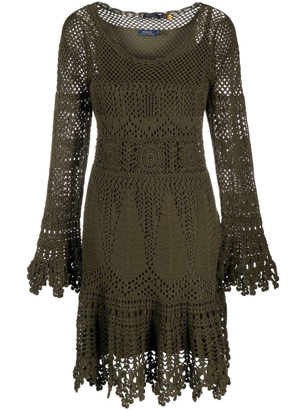 Polo Ralph Lauren Crochet Knit Olive Green Sweater Dress quiet luxury $798 xxl